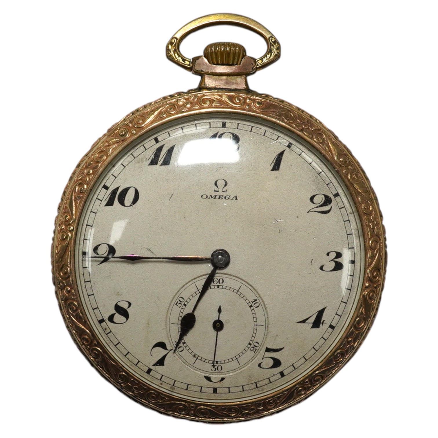 An Omega gold plated dress watch, with subsidiary seconds, no. 6713200. Condition - fair, movement going, some rubbing to case